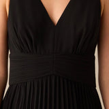 Ro&Zo Sienna Black Pleated Frill Maxi Dress