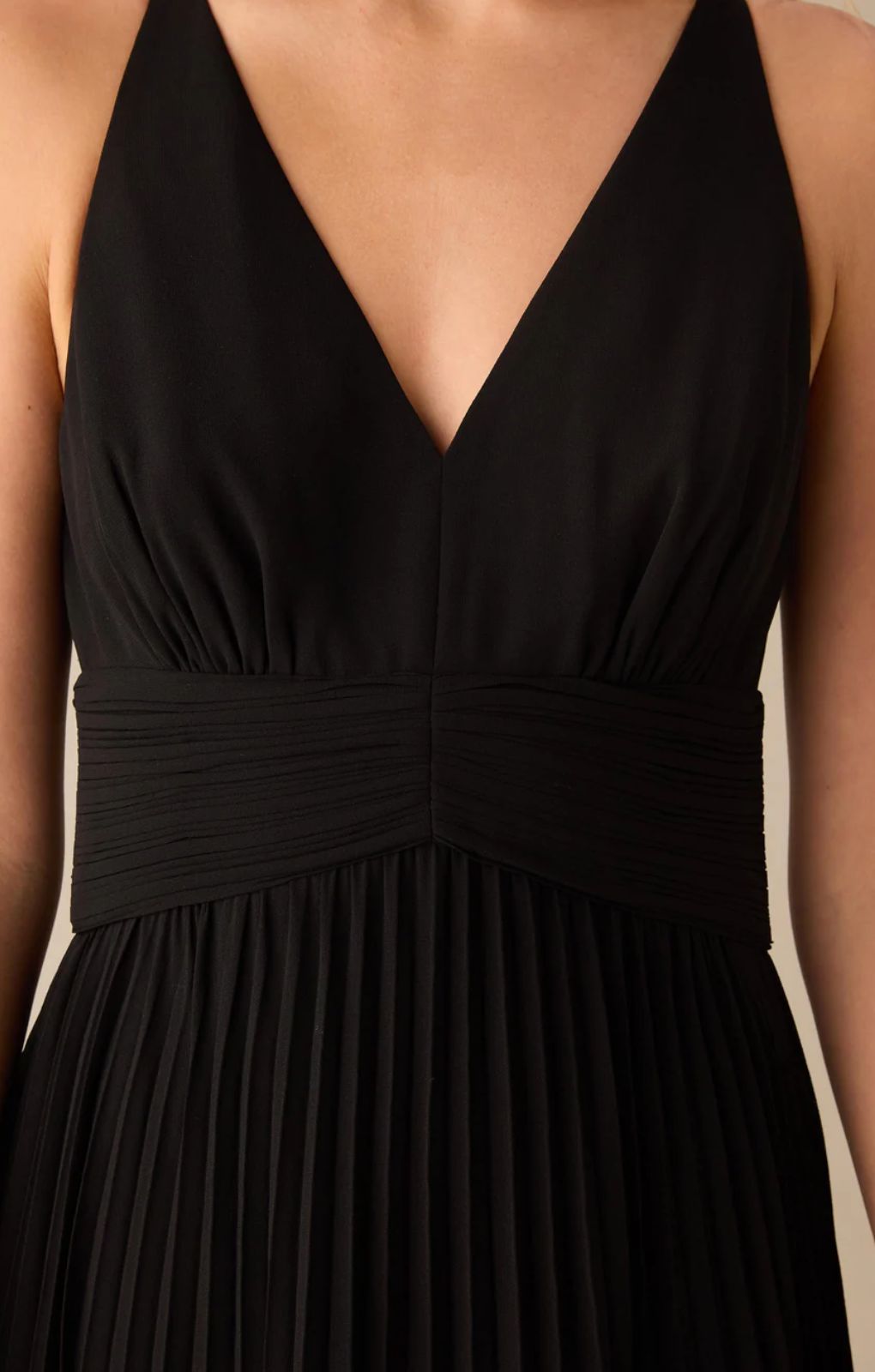 Ro&Zo Sienna Black Pleated Frill Maxi Dress