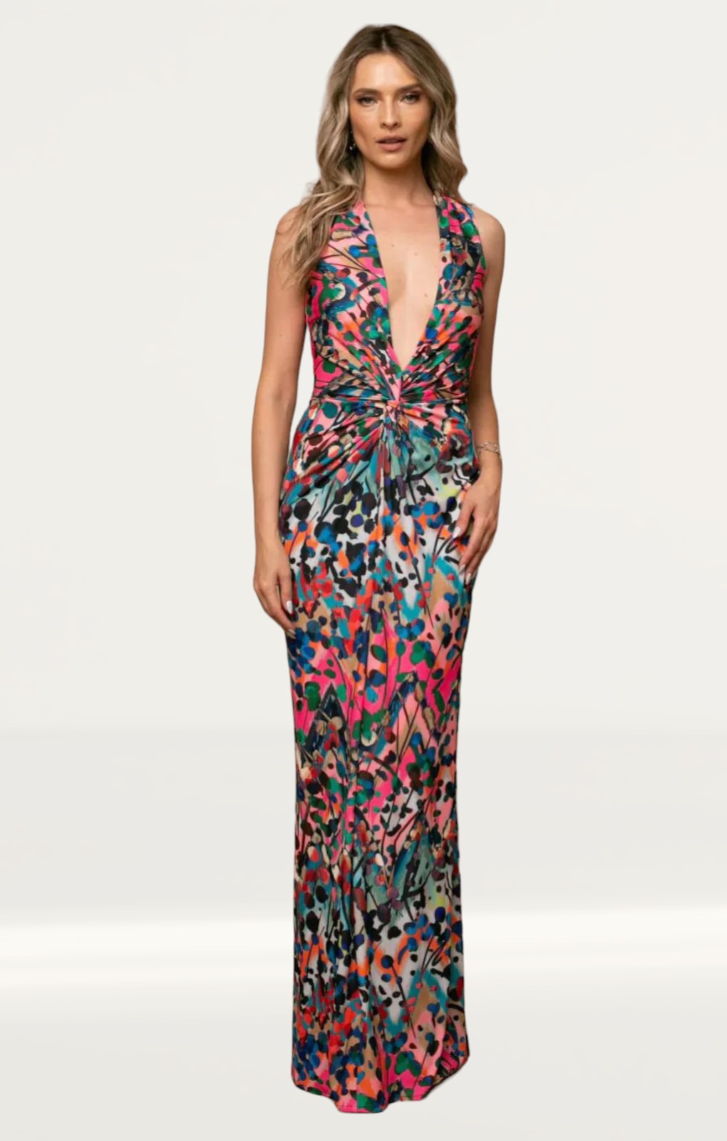 Roserry Mallorca Sleeveless Jersey Maxi Dress In Barcelona Print