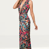 Roserry Mallorca Sleeveless Jersey Maxi Dress In Barcelona Print