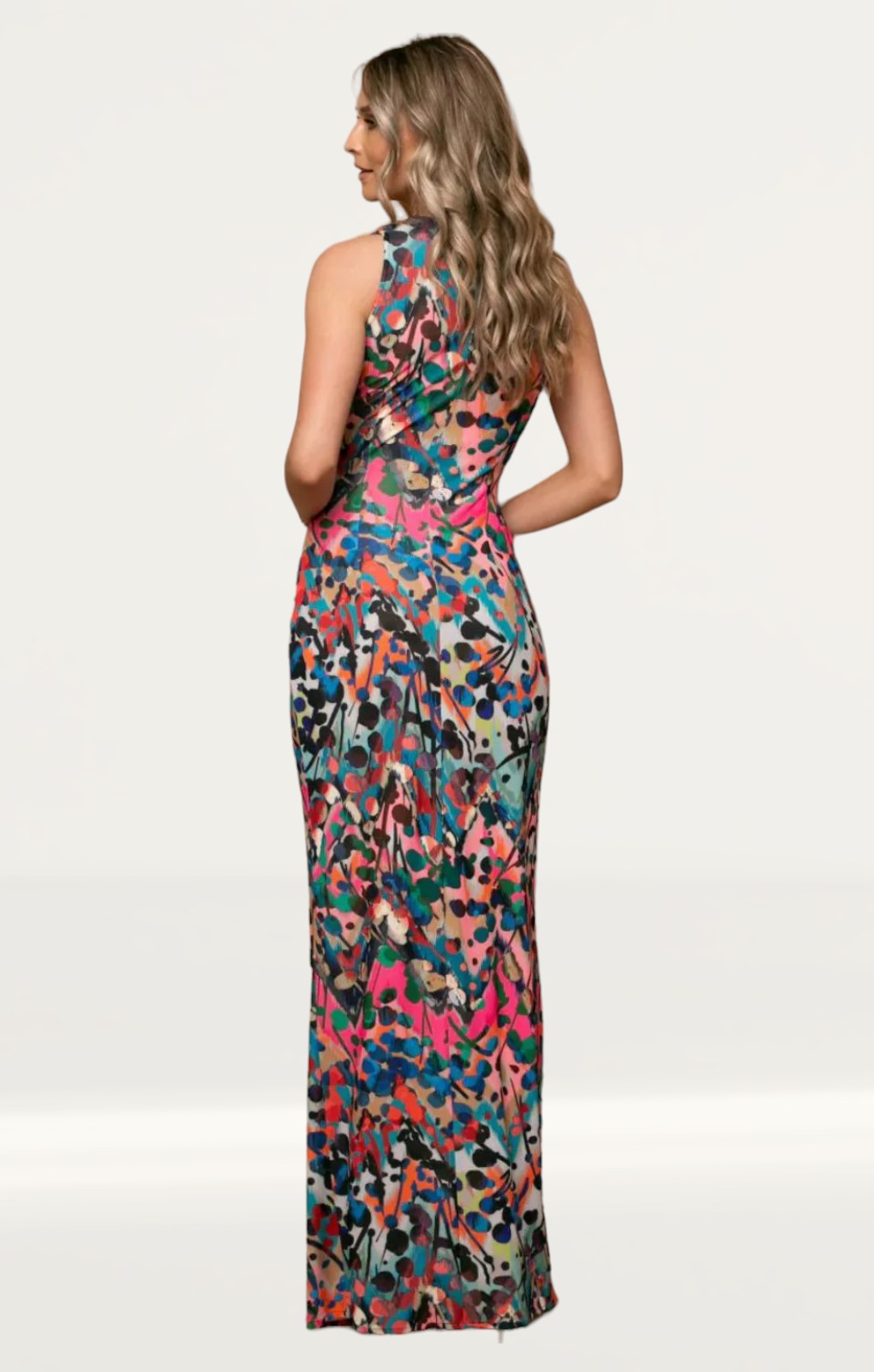 Roserry Mallorca Sleeveless Jersey Maxi Dress In Barcelona Print