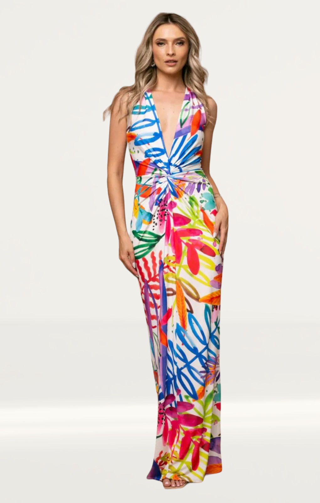 Roserry Mallorca Sleeveless Jersey Maxi Dress In Capri Print