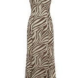 Runaway The Label Aminah Zebra Chocolate Maxi Dress