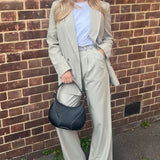 Topshop Tailored Oversized Double Breasted Blazer In Stone