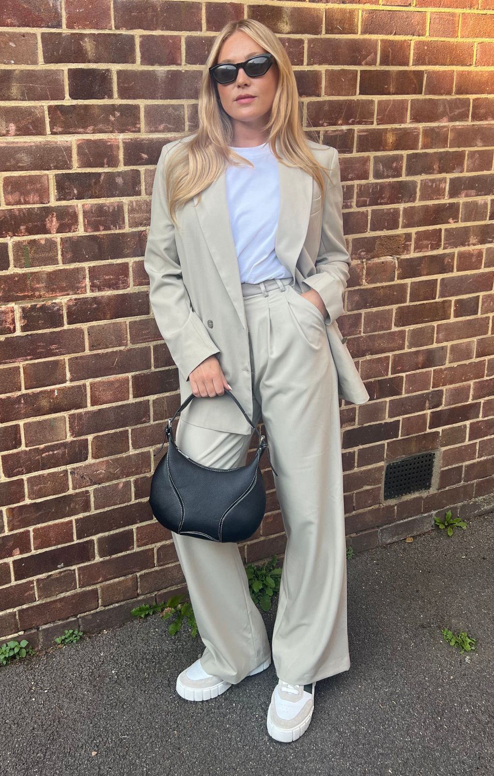 Topshop Tailored Oversized Double Breasted Blazer In Stone