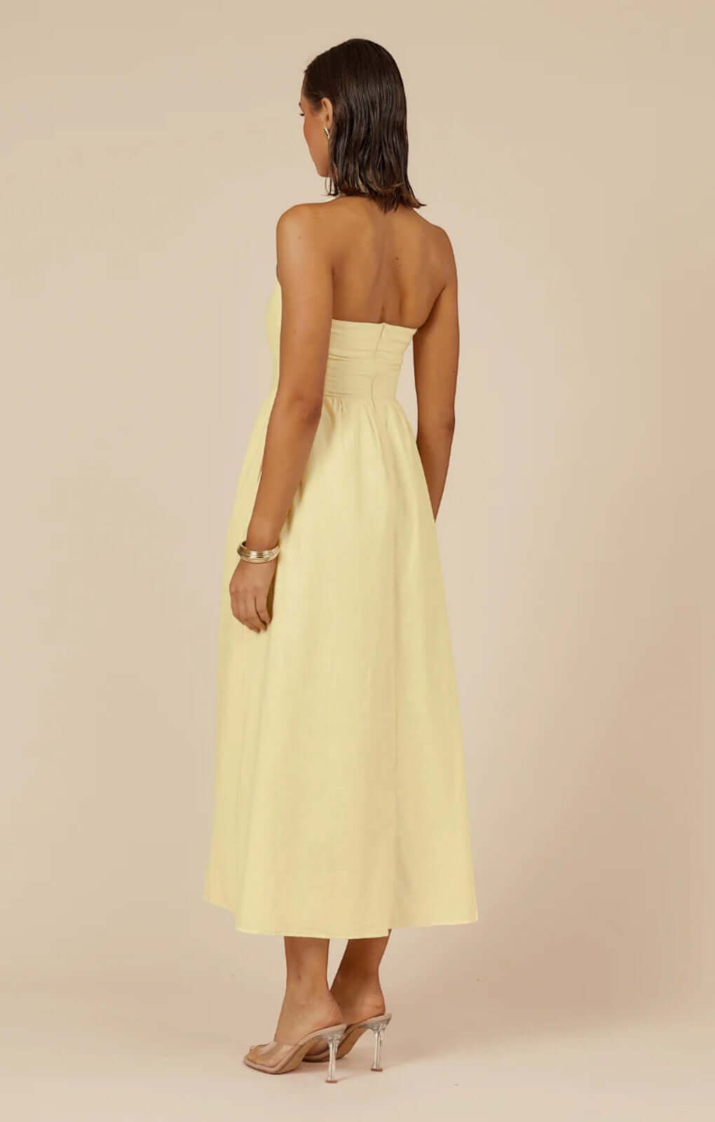 Runaway The Label Locklea Midi Dress in Lemon