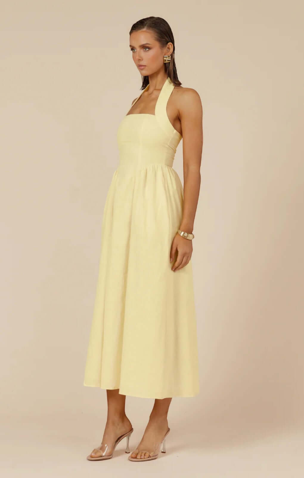 Runaway The Label Locklea Midi Dress in Lemon