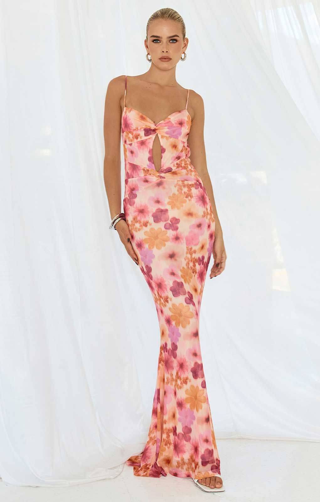 Runaway The Label Orange Floral Marlini Maxi Dress
