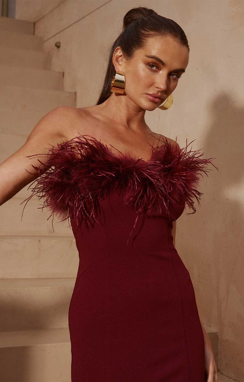 Runaway The Label Wine Valentina Midi Dress