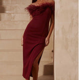 Runaway The Label Wine Valentina Midi Dress
