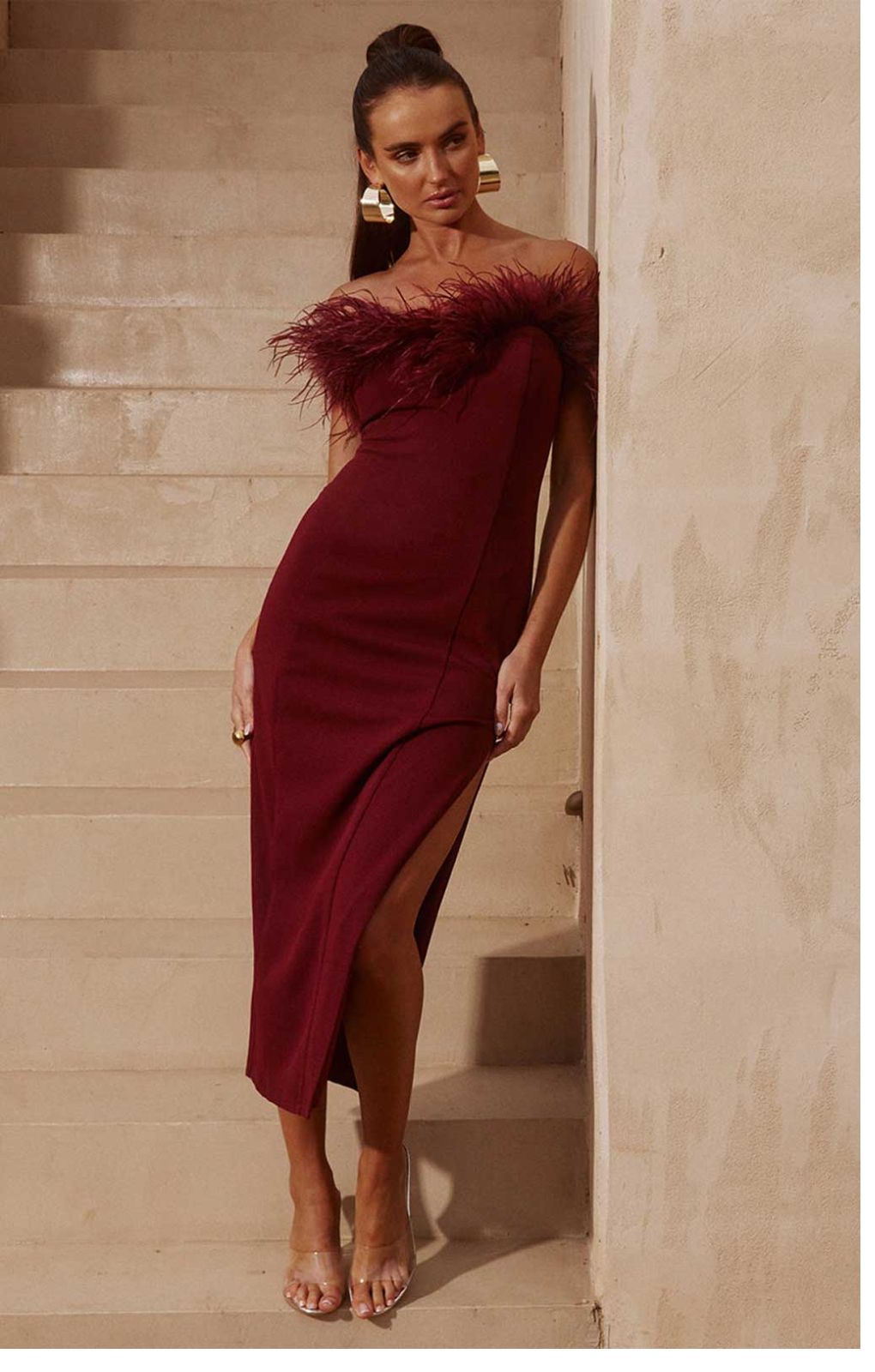 Runaway The Label Wine Valentina Midi Dress