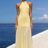 Runaway The Label Yazmin Halter Butter Yellow Maxi Dress – dresses by Runaway The Label, available to rent from Hirestreet