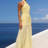 Runaway The Label Yazmin Halter Butter Yellow Maxi Dress – dresses by Runaway The Label, available to rent from Hirestreet