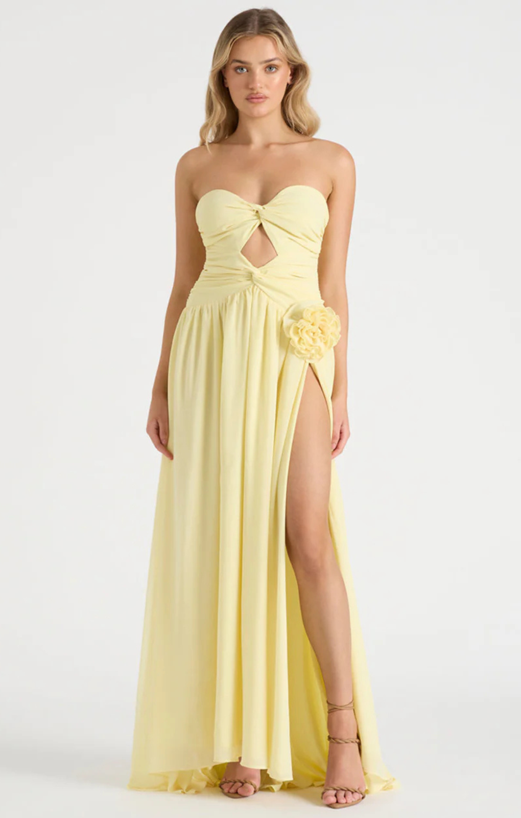 Runaway The Label Rosette Butter Gown – dresses by Runaway The Label, available to rent from Hirestreet