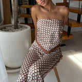 Seven Wonders Milani Chocolate Geometric Scarf Top – tops by Seven Wonders, available to rent from Hirestreet
