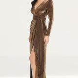 Dress The Population Shania Maxi Dress in Gold