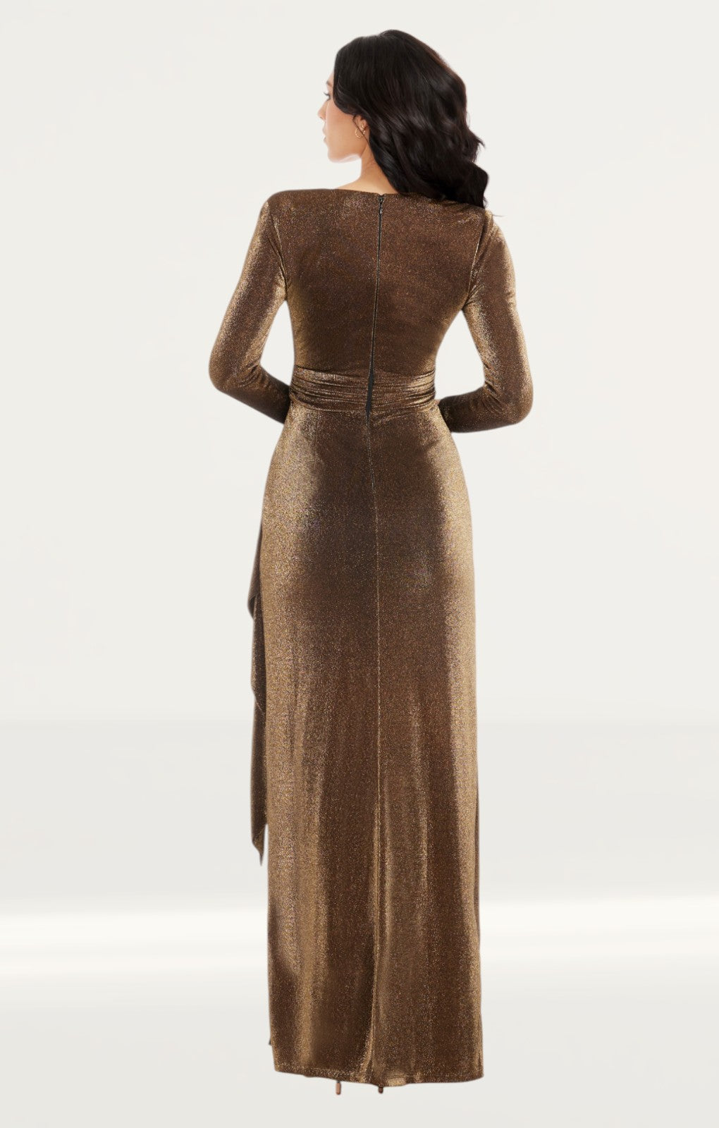 Dress The Population Shania Maxi Dress in Gold
