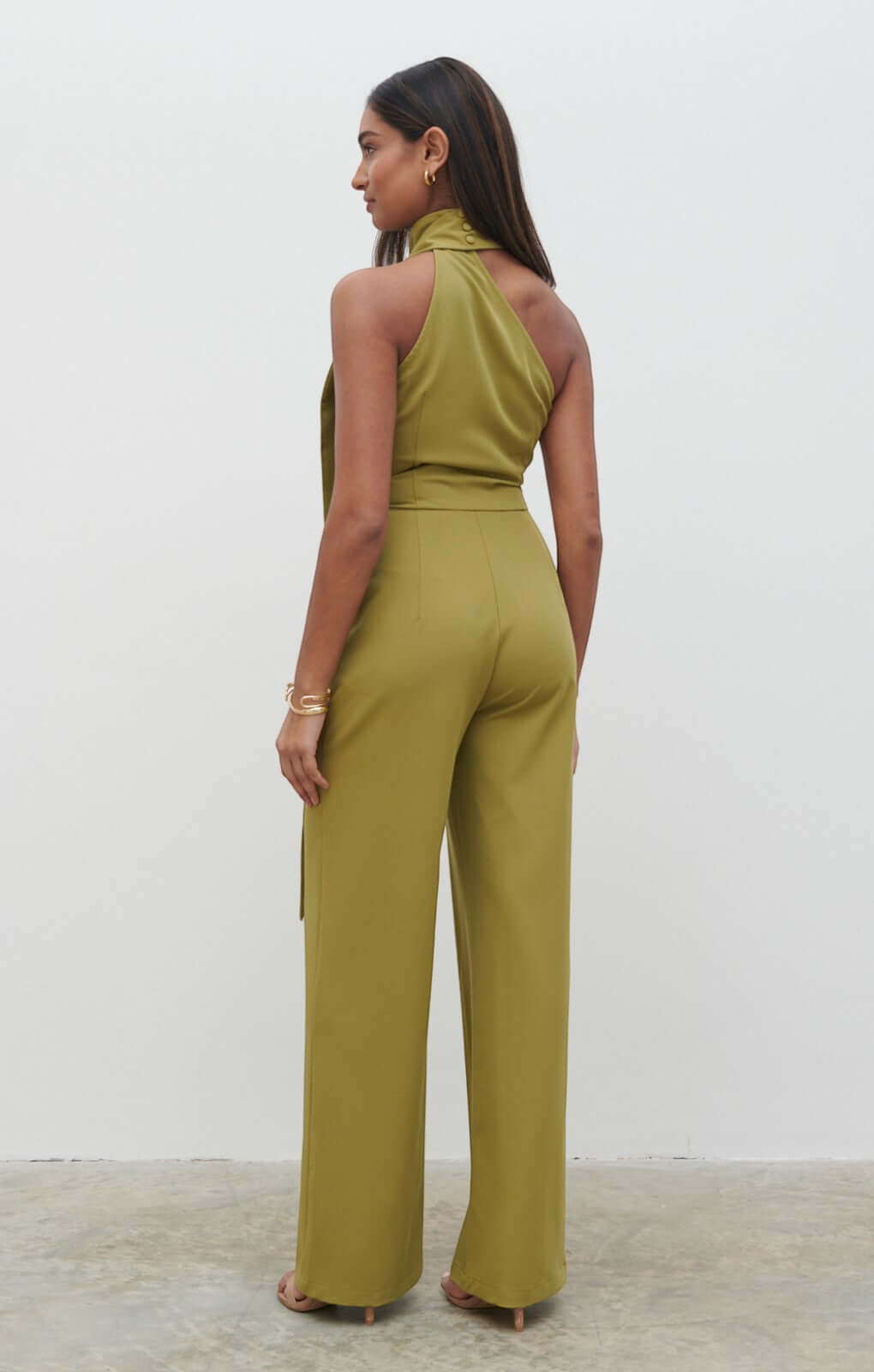 Pretty Lavish Sapphire Scarf Olive Jumpsuit