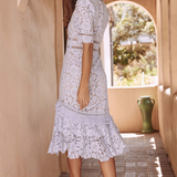 Saylor Manhattan Sky Lace Midi Dress – dresses by Saylor, available to rent from Hirestreet