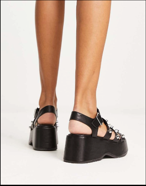 Asos Design Terra Studded Fisherman Flatform Sandals In Black – shoes by ASOS DESIGN, available to rent from Hirestreet
