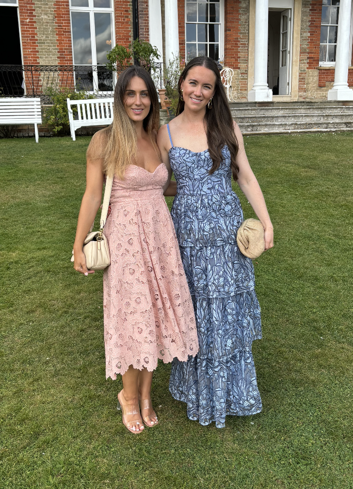 True Decadence Colette Pink Cutwork Bandeau Midi Dress – dresses by True Decadence, available to rent from Hirestreet