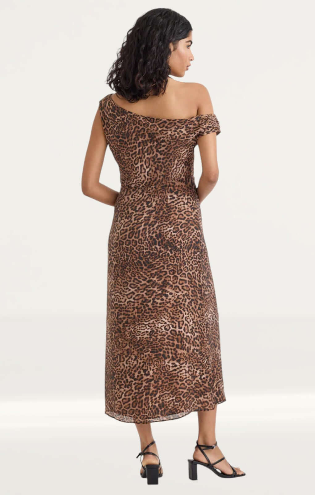 Nobody's Child Leopard Print Off Shoulder Skylar Midi Dress