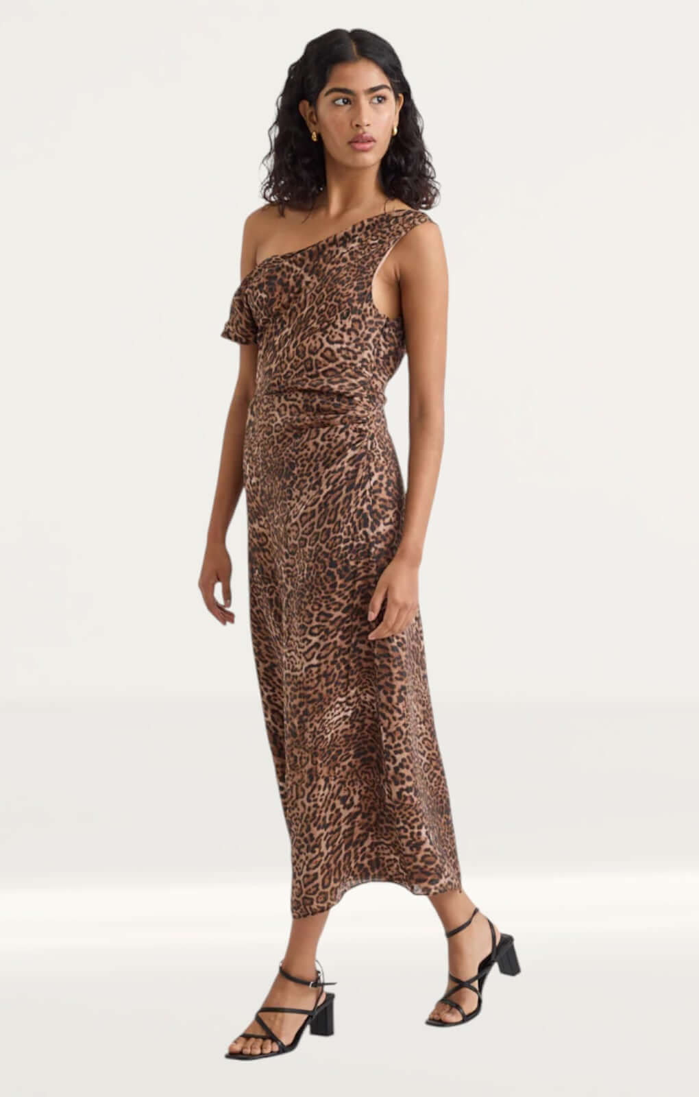Nobody's Child Leopard Print Off Shoulder Skylar Midi Dress