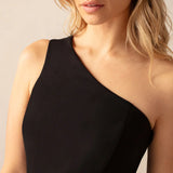 Ro&Zo Sofia Mono Stripe One Shoulder Maxi Dress