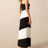 Ro&Zo Sofia Mono Stripe One Shoulder Maxi Dress