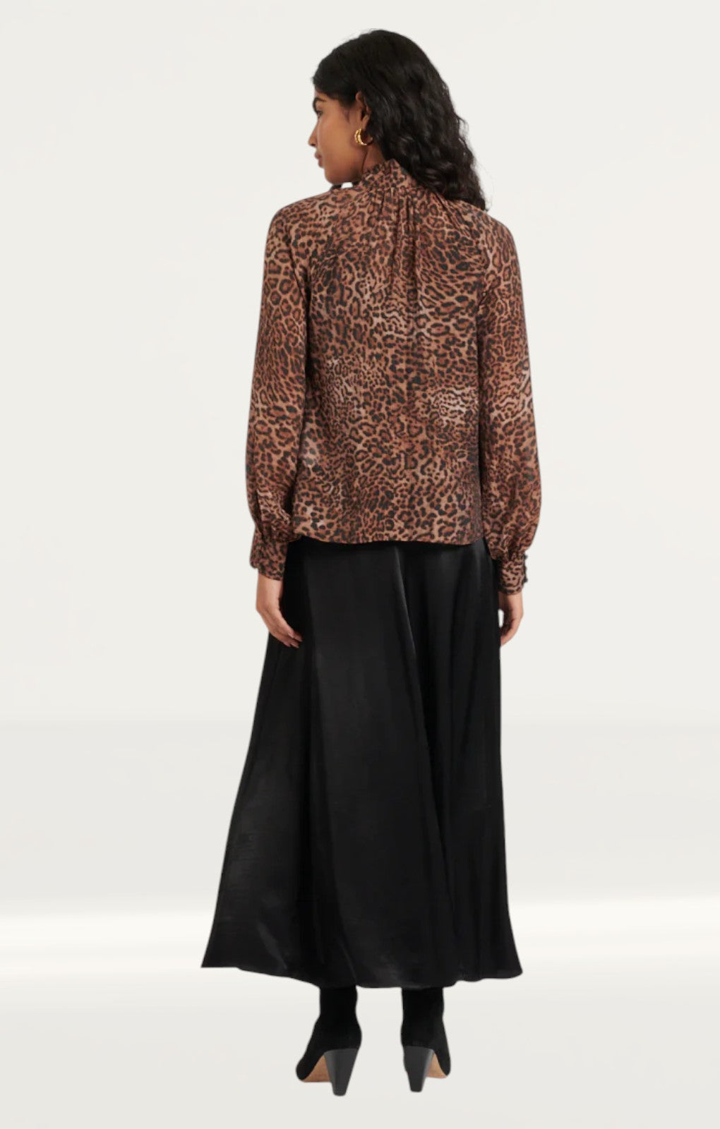 Nobody's Child Leopard Print Tie Neck Blouse