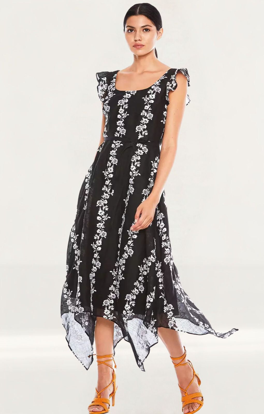 Rent Talulah Black Floral Midi Dress
