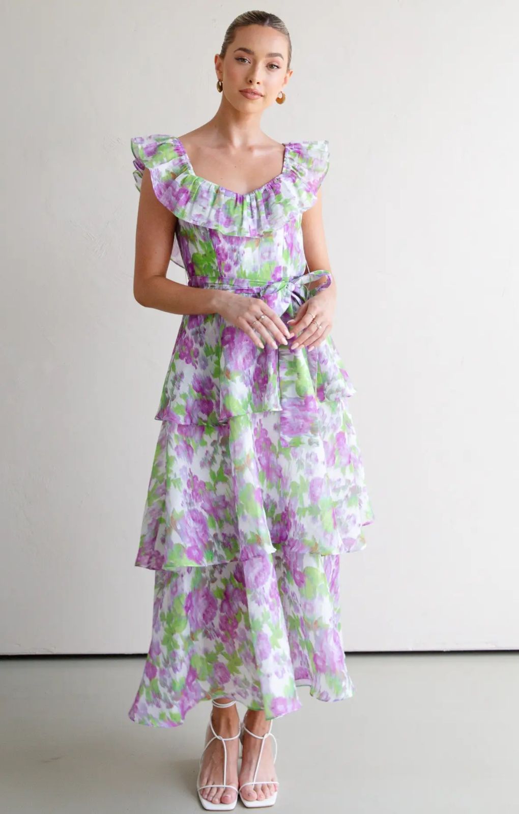 Talulah Evolet Purple Green Midi Dress