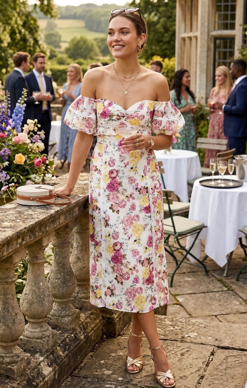 open lace back dress Rent Talulah Floral Tea Time Midi Dress