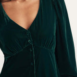 Nobody's Child Green Velvet Balloon Sleeve Tasha Midi Dress