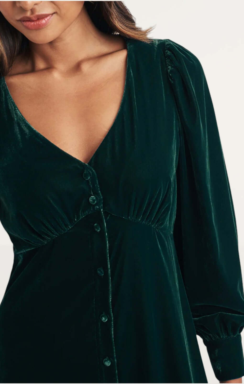 Nobody's Child Green Velvet Balloon Sleeve Tasha Midi Dress