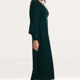 Nobody's Child Green Velvet Balloon Sleeve Tasha Midi Dress