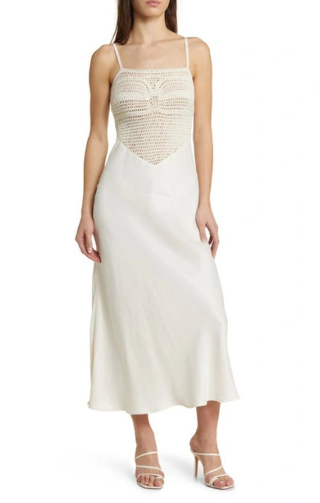 topshop white crochet dress Rent Bodice Midi Slip In Ivory size:16 Yrs labordaysale2020 One Shoulder Dress With 6% Polyamide