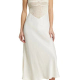 Topshop Crochet Bodice Midi Slip Dress In Ivory