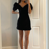Topshop Crushed Velvet Mini Tea Dress In Black