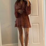 Topshop Frill Neck Mini Tea Dress With Raw Seams In Animal Print