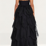 True Decadence Sadie Black Layered Tulle Maxi Dress