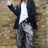 Free People Wide Leg Trousers In Metallic Gunmetal Grey