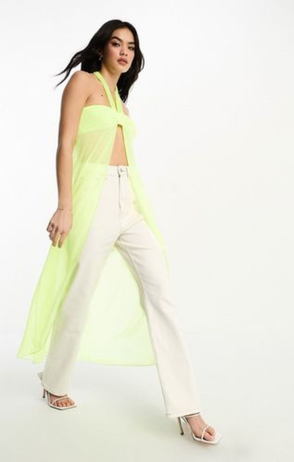 Annorlunda Halter Neck Open Front Longline Top In Yellow – tops by Annorlunda, available to rent from Hirestreet