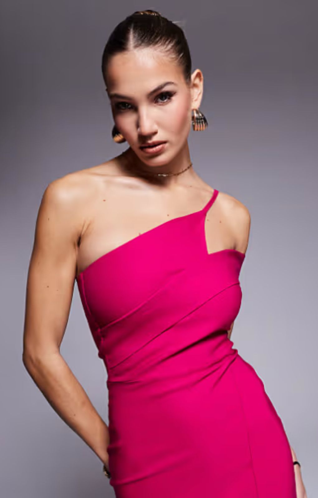Vesper Elsa Berry One Shoulder Maxi Dress – dresses by Vesper, available to rent from Hirestreet
