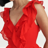 Nobody's Child Red Ruffle Violetta Midi Dress