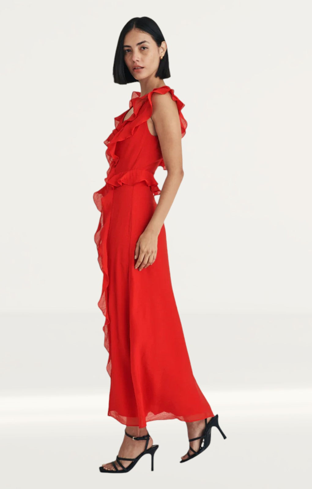 Nobody's Child Red Ruffle Violetta Midi Dress