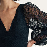 Nobody's Child Black Leopard Print Ballon Sleeve Zendaya Mini Dress
