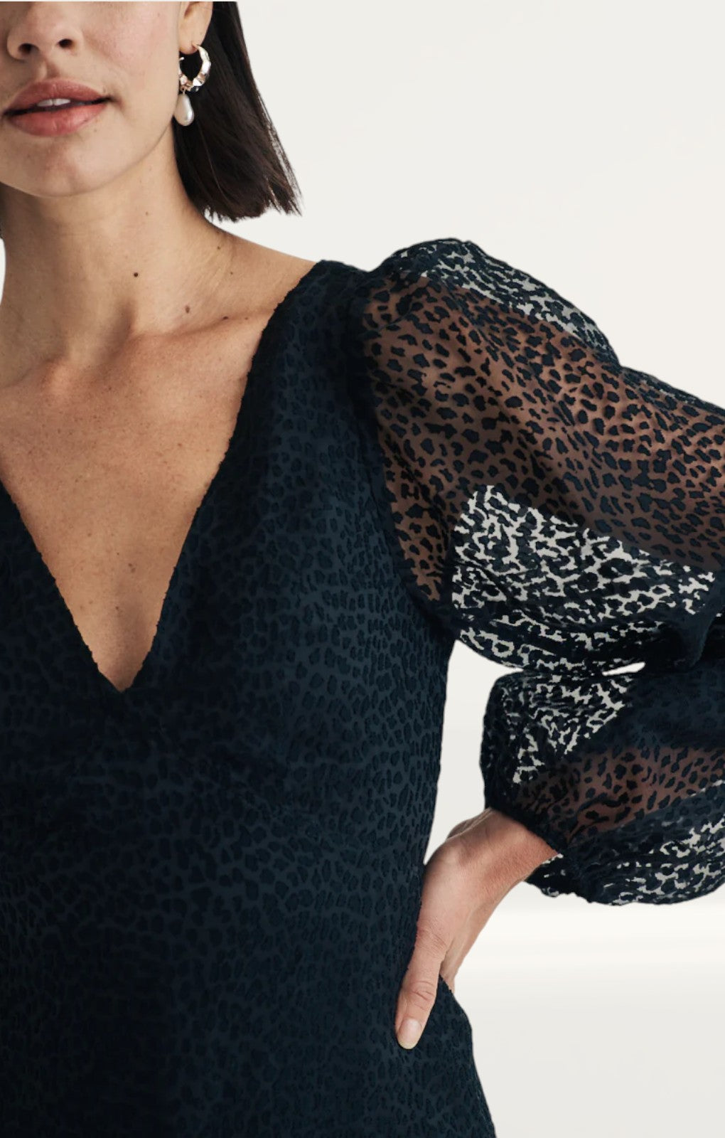 Nobody's Child Black Leopard Print Ballon Sleeve Zendaya Mini Dress