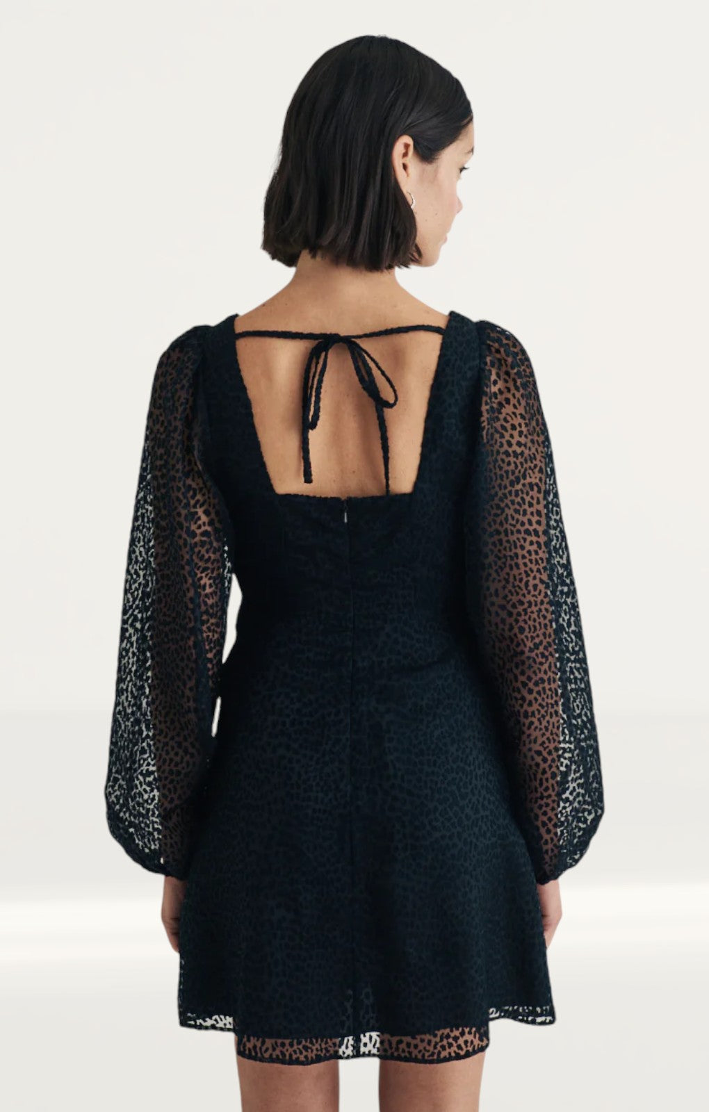 Nobody's Child Black Leopard Print Ballon Sleeve Zendaya Mini Dress