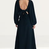 Nobody's Child Black Balloon Sleeve Zola Midi Dress